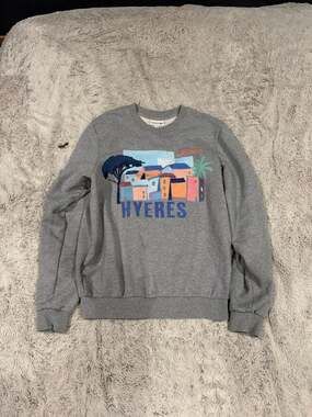 Lacoste Men's Crew Neck Hyeres Landscape Print Fleece Sweatshirt